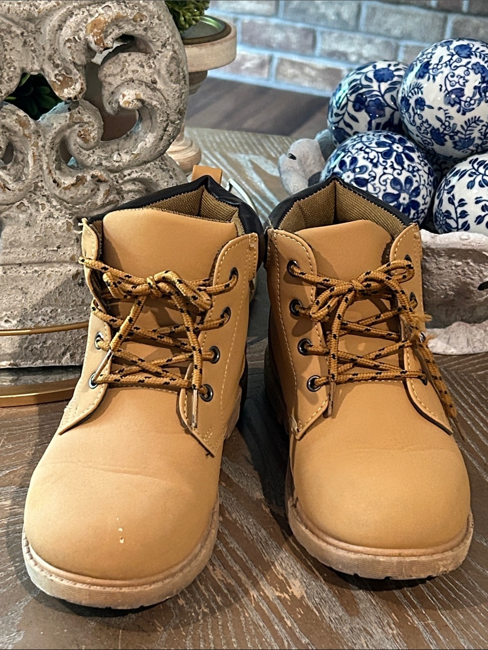 Kids Tan Workmen Work Style Boots Big Boys Size 3